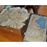 Collection of assorted table linen and baby's and doll's dresses