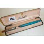 Parker 61 teal green fountain pen in case (hood arrow missing)