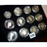 Royal Mint: Queen Elizabeth the Queen Mother Silver Proof set of 24 coins in wooden case