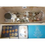 Assorted loose coins British & foreign, with some sets
