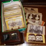 Large collection of stereocards (many of Crystal Palace) and a 19th c. rosewood stereo viewer