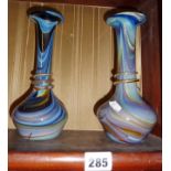 Pair of Art Nouveau-style marbled glass bottle vases