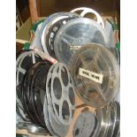 Assorted Pathescope 9.5mm films on reels and others, including "Sporting Types" and cowboy films