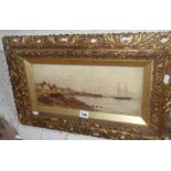 Victorian marine oil on board on gilt frame, monogrammed lower left