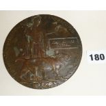 WW1 bronze death plaque for John Edward Mitchell