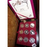 Royal Mint QEII 40th Anniversary Coronation Collection of nine cased silver coins, 1993 with COA