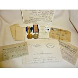 WW1 RAF medal pair in mint condition with packets. Related ephemera etc, medals named to edge as "