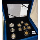 Royal Mint 2012 UK Diamond Jubilee Silver Proof 10 coin set in case with COA's