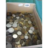 Box of assorted foreign & Commonwealth coins