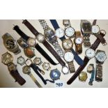 Assorted vintage and contemporary wrist watches. Makers include Ingersoll, Timex and Sekonda