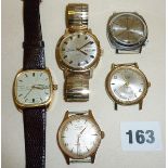 Five vintage men's wrist watches, makers include Sekonda, Zitura, Rotary, Lectro and Chalet