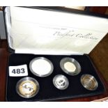 Royal Mint cased 2007 silver Piedfort five-coin set with COA