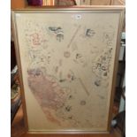 Large framed reproduction of an antique Arabian map