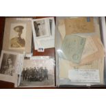 Assorted military ephemera including photographs, personal letters, envelopes, forms etc related