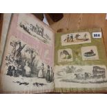 Early 19th c. scrapbook of cut-out engravings on silk pages