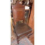 Oak hall chair with upholstered seat