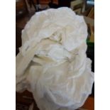 Large collection of old christening gowns, inc. silk