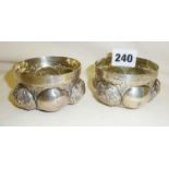 18th/19th c. Swedish gilt-lined continental silver double wine cups, with bulbous repousse panels