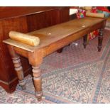 Victorian mahogany window seat stool on turned legs