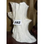 Belleek china vase in the form of a tree stump, green backstamp