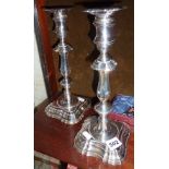 Pair of early 20thC silver candlesticks, 12" tall, hallmarked Sheffield 1904