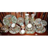 Large collection of Chinese Canton porcelain items, plated vases, cups and saucers, etc. (one