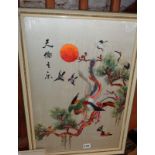 Modern oriental silk embroidered picture of birds