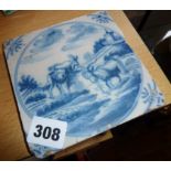 18th c. Delft blue and white tile