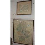 18th c. map of Dorsetshire after John Selles 13cm x 16cm, and a map of Staffordshire after J. & C.
