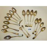 Good collection of old hallmarked silver tea and condiment spoons, approx 7 troy oz