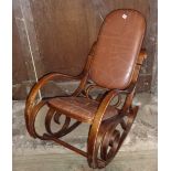 Contemporary bentwood rocking chair with upholstered seat and back