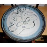 Studio Pottery - a decorated earthenware charger by Rosemary Melville of Prawle Pottery in Devon