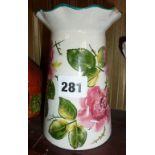 Wemyss pottery vase with floral decoration and shaped rim (chips to rim)