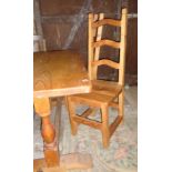 Pine refectory-style kitchen table and six sturdy pine chairs