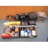 A good lot to include a quantity of camera equipment comprising a tripod, projector screen,