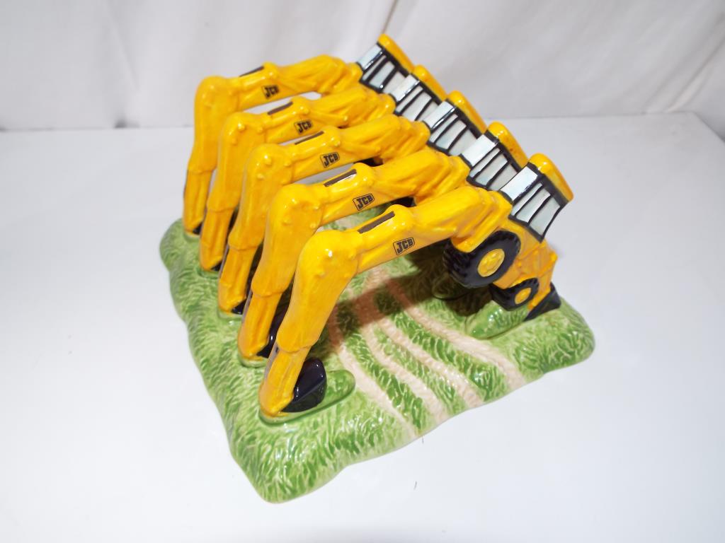 A good mixed lot of glassware and ceramics to include an unusual toast rack in the form of a JCB - Image 2 of 2