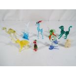 A set of eight Murano glass animal miniature figures and one bone carved animal - This lot MUST be