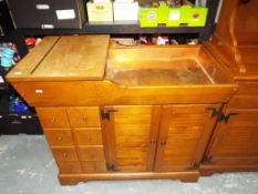 Ethan Allen - a good quality Ethan Allen unusual drinks cupboard with drop in copper drinks tray,