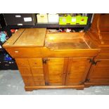 Ethan Allen - a good quality Ethan Allen unusual drinks cupboard with drop in copper drinks tray,