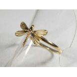 A lady's hallmarked 9 carat gold dragonfly ring, approx. weight 1.