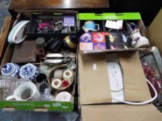 Two boxes containing a mixed lot to include costume jewellery, a ceramic electric kettle,