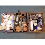 A good mixed lot of ceramics and metalware and glassware to include pewter tankards, copper kettles,