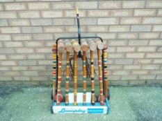 A South Bend Lawn Play croquet set, comprising six mallets, six balls,