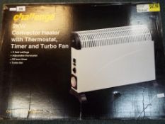 Unused retail stock - A Challenge 2 Kw convector heater with thermostat, timer and turbo fan.