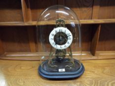 An early 20th century English skeleton style mantel clock, single-train wire fusee 8-day movement,