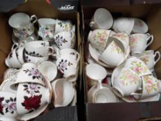 Two boxes containing a mixed lot of tableware to include Colclough,