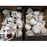 Two boxes containing a mixed lot of tableware to include Colclough,