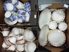 Three boxes of ceramic part tea services to include Salisbury,