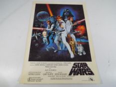 Star Wars - a Star Wars 1977 one sheet film poster, style C illustrated by Tom Chantrell,