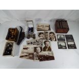 A good mixed lot to include a miniature microscope, approximately 30 Magic Lantern slides,